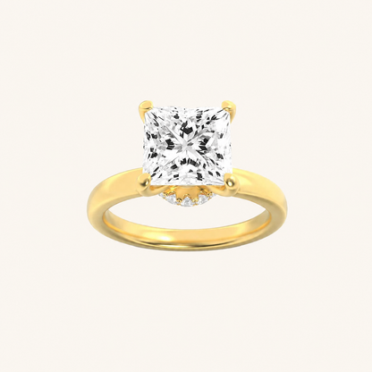 1CT Princess Cut Lab Grown Diamond Hidden Halo Ring