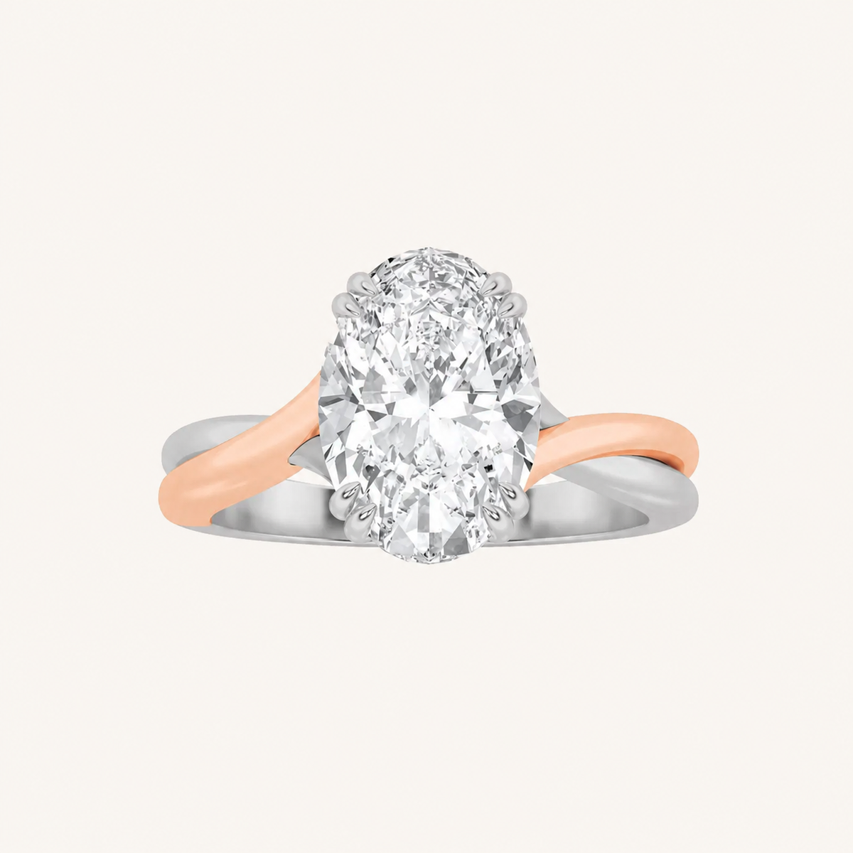 2CT Oval Cut Lab Grown Diamond Solitaire Ring