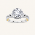 2CT Round Cut Lab Grown Diamond Halo Side Stone Ring