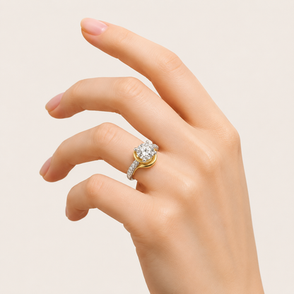2CT Round Cut Lab Grown Diamond Side Stone Ring