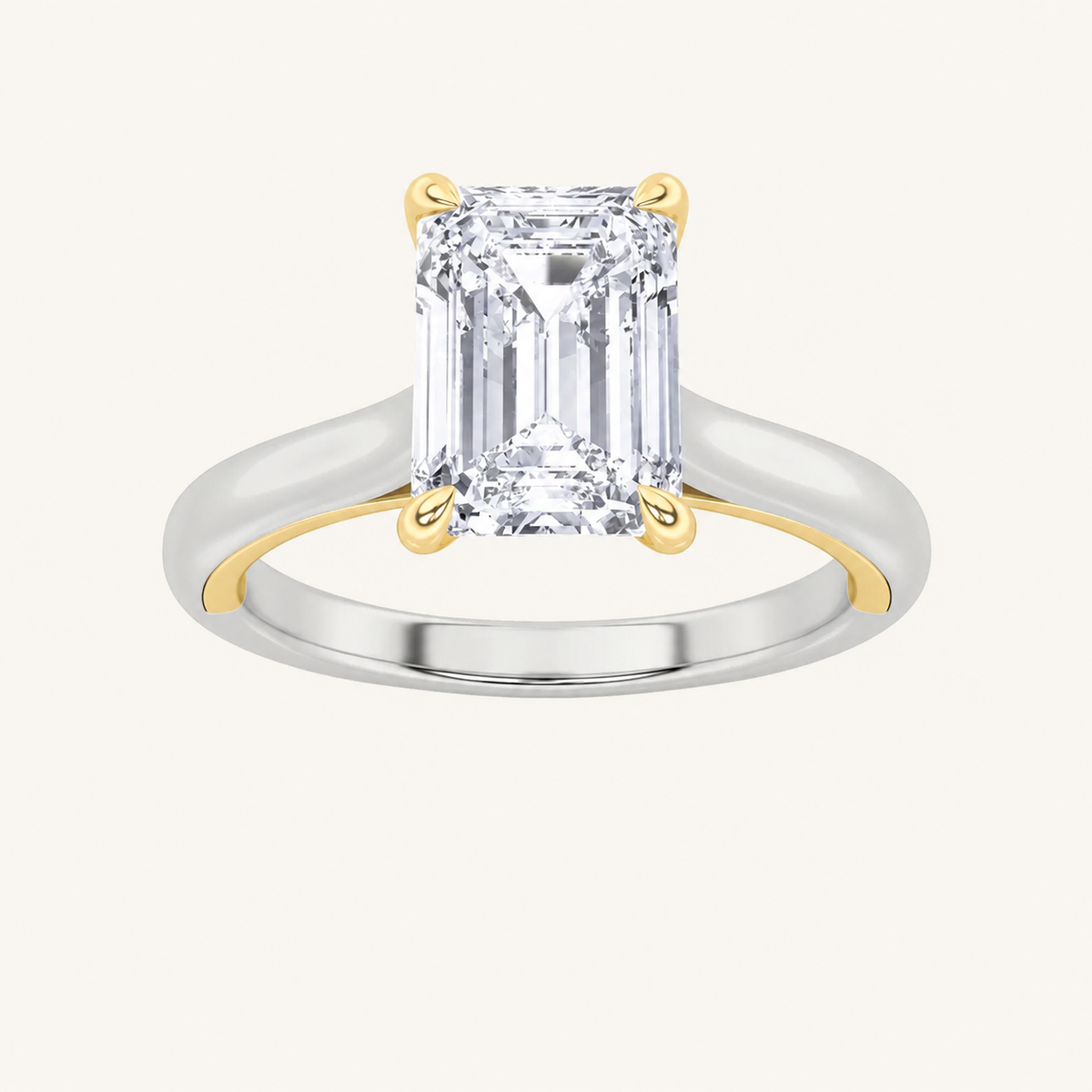 2CT Emerald Cut Lab Grown Diamond Solitaire Ring