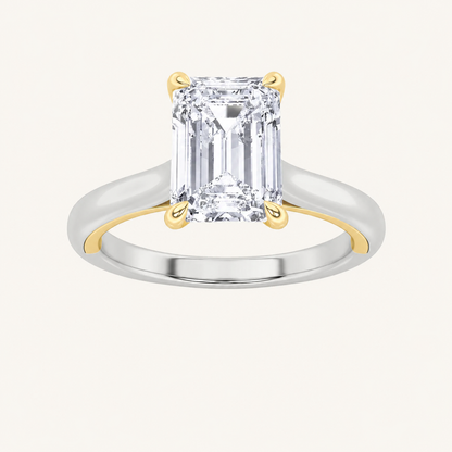 2CT Emerald Cut Lab Grown Diamond Solitaire Ring