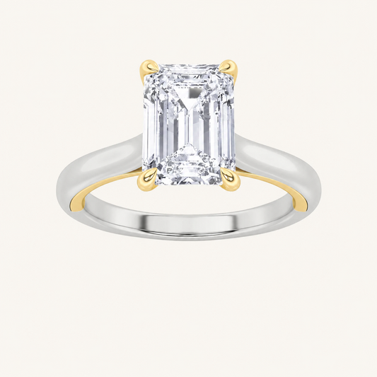2CT Emerald Cut Lab Grown Diamond Solitaire Ring