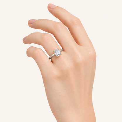 2CT Emerald Cut Lab Grown Diamond Solitaire Ring