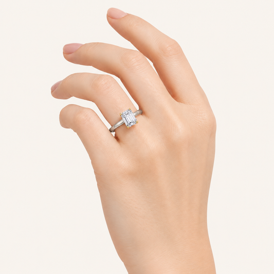2CT Emerald Cut Lab Grown Diamond Solitaire Ring