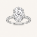 2CT Oval Cut Lab Grown Diamond Halo Side Stone Ring