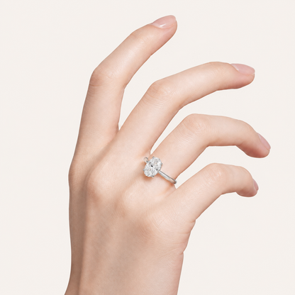 2.00CT Oval Cut Lab Grown Diamond Hidden Halo Ring