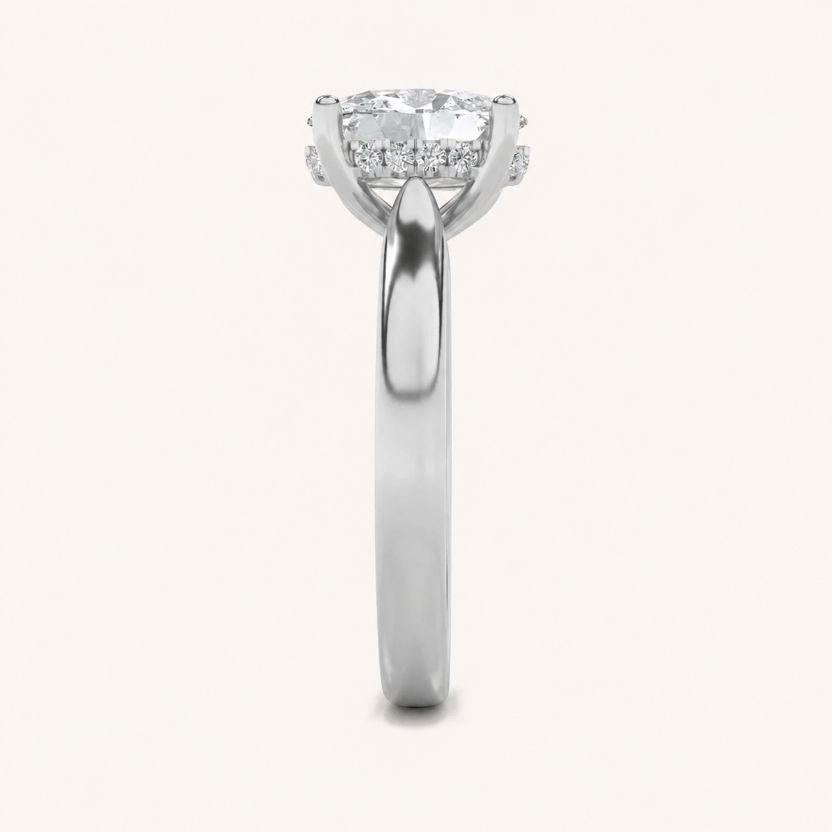 2.00CT Oval Cut Lab Grown Diamond Hidden Halo Ring