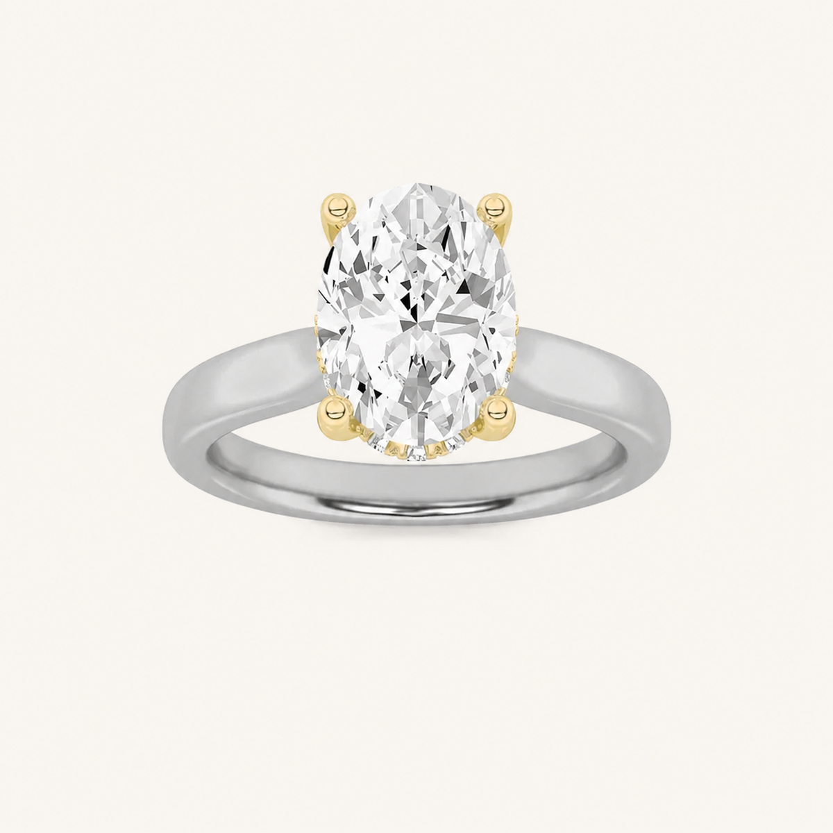2.00CT Oval Cut Lab Grown Diamond Hidden Halo Ring