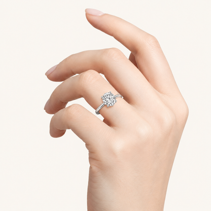 3.00 CT Round Cut Lab Grown Diamond Hidden Halo Ring