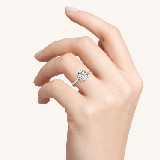 3.00 CT Round Cut Lab Grown Diamond Hidden Halo Ring