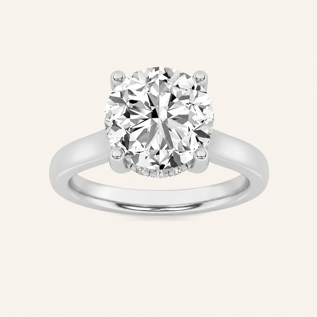 3.00 CT Round Cut Lab Grown Diamond Hidden Halo Ring