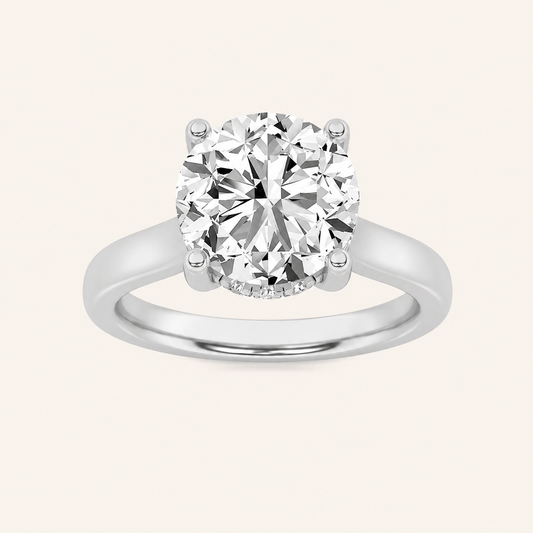 3.00 CT Round Cut Lab Grown Diamond Hidden Halo Ring