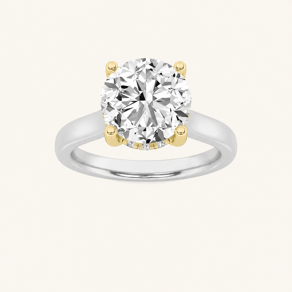 3.00 CT Round Cut Lab Grown Diamond Hidden Halo Ring