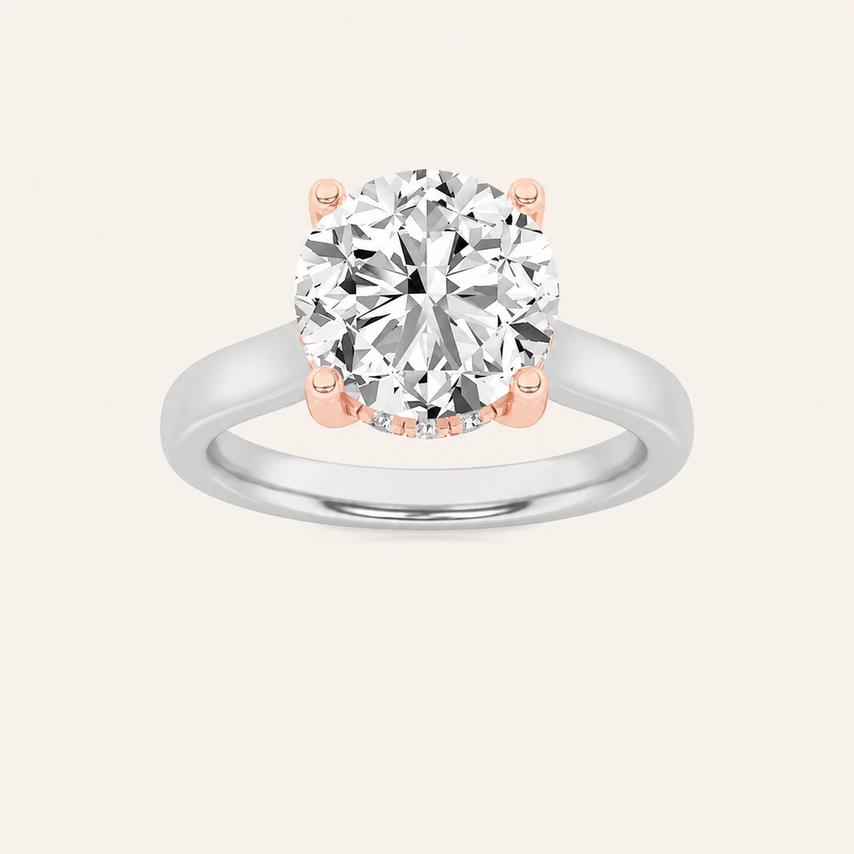 3.00 CT Round Cut Lab Grown Diamond Hidden Halo Ring