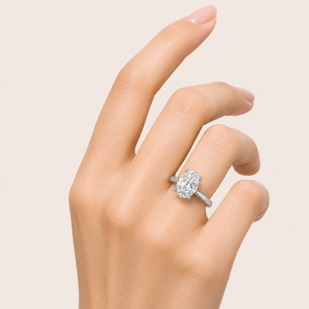 1.00 CT Oval Cut Lab Grown Diamond Hidden Halo Ring