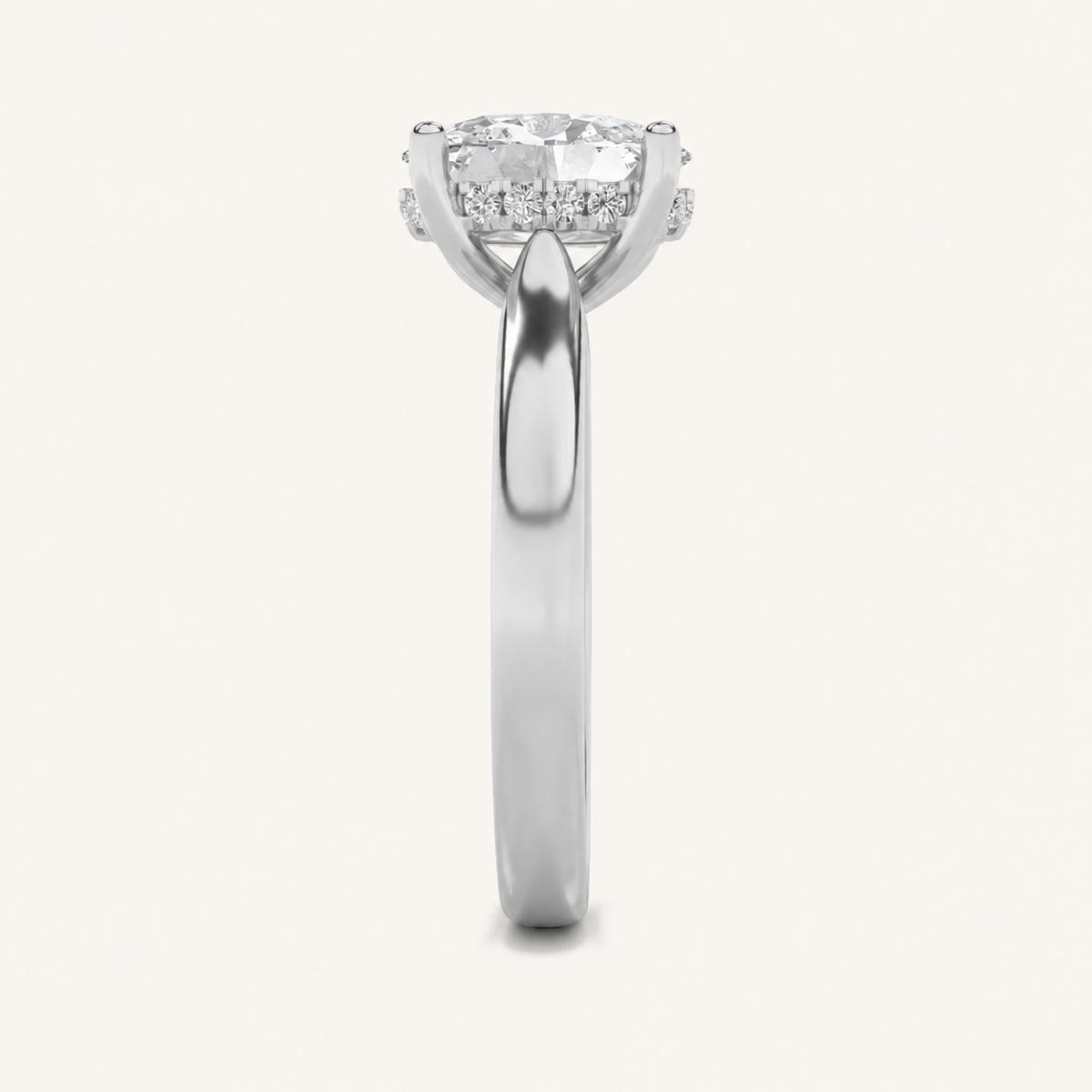 1.00 CT Oval Cut Lab Grown Diamond Hidden Halo Ring