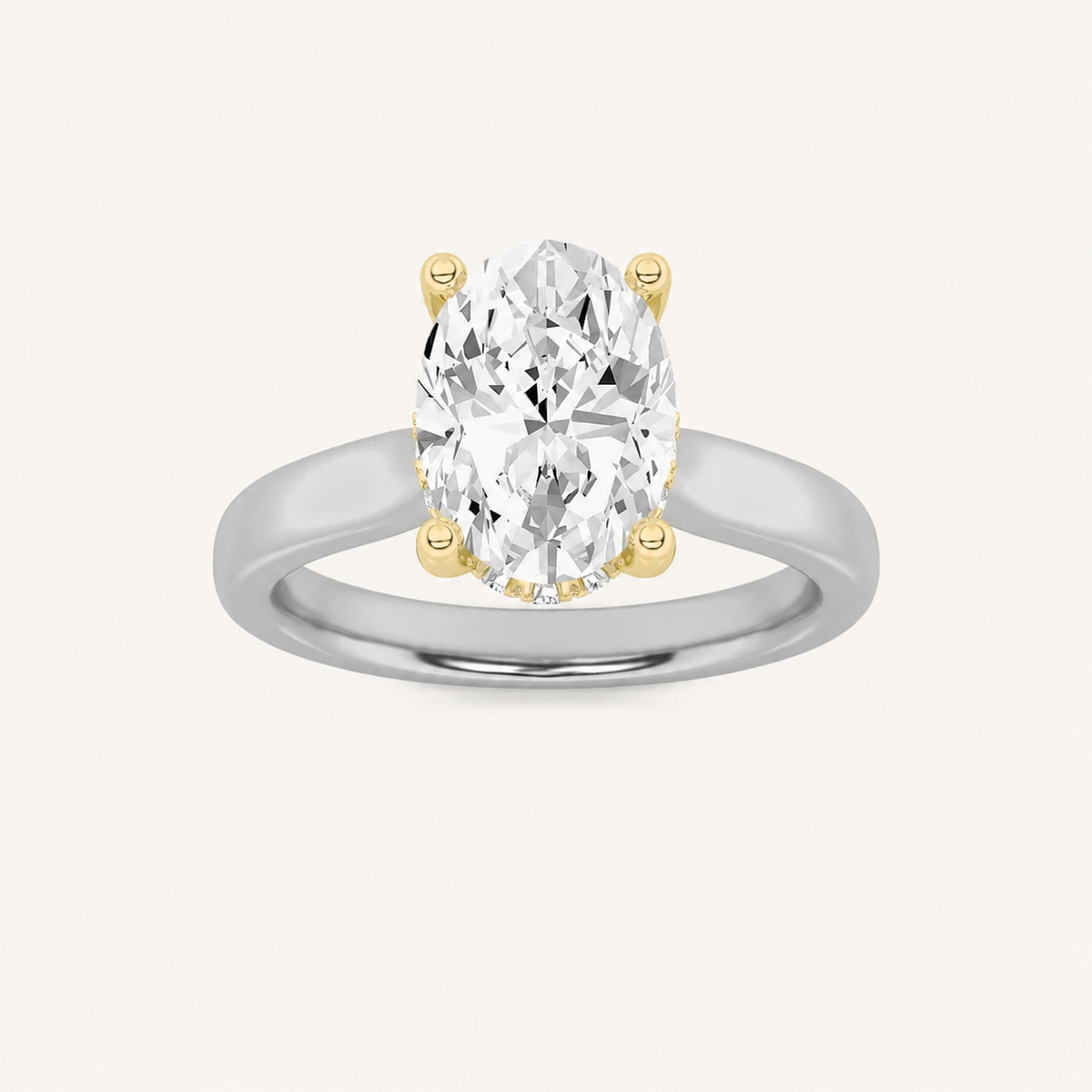 1.00 CT Oval Cut Lab Grown Diamond Hidden Halo Ring