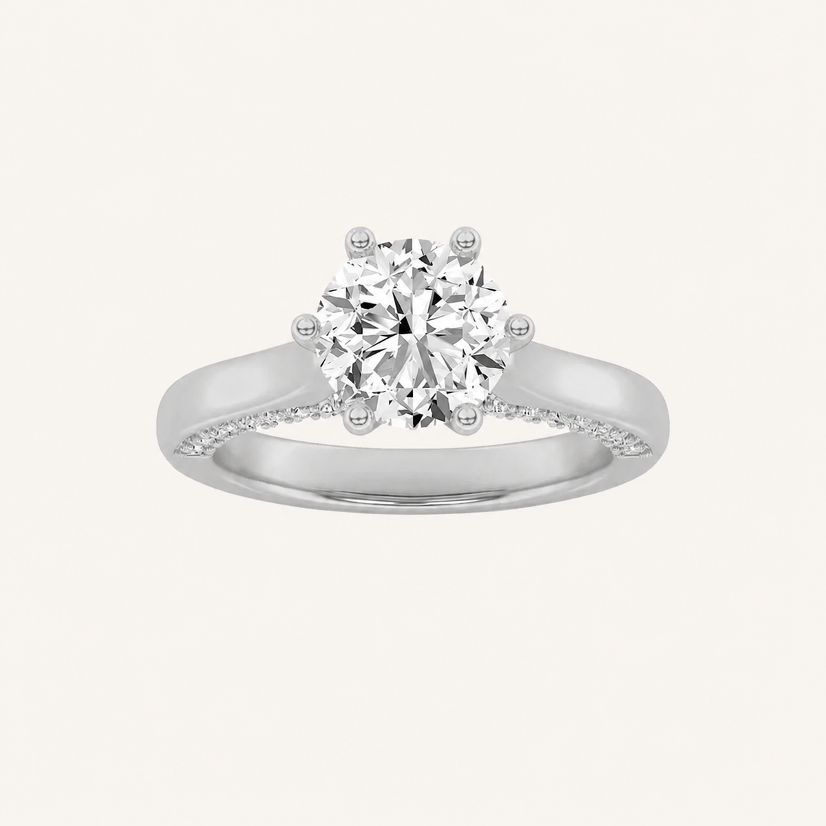 1.25 CT Round Cut Lab Grown Diamond Hidden Halo Side Stone Ring