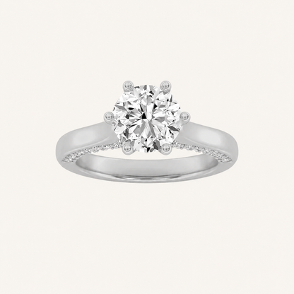 1.25 CT Round Cut Lab Grown Diamond Hidden Halo Side Stone Ring
