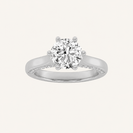 1.25 CT Round Cut Lab Grown Diamond Hidden Halo Side Stone Ring