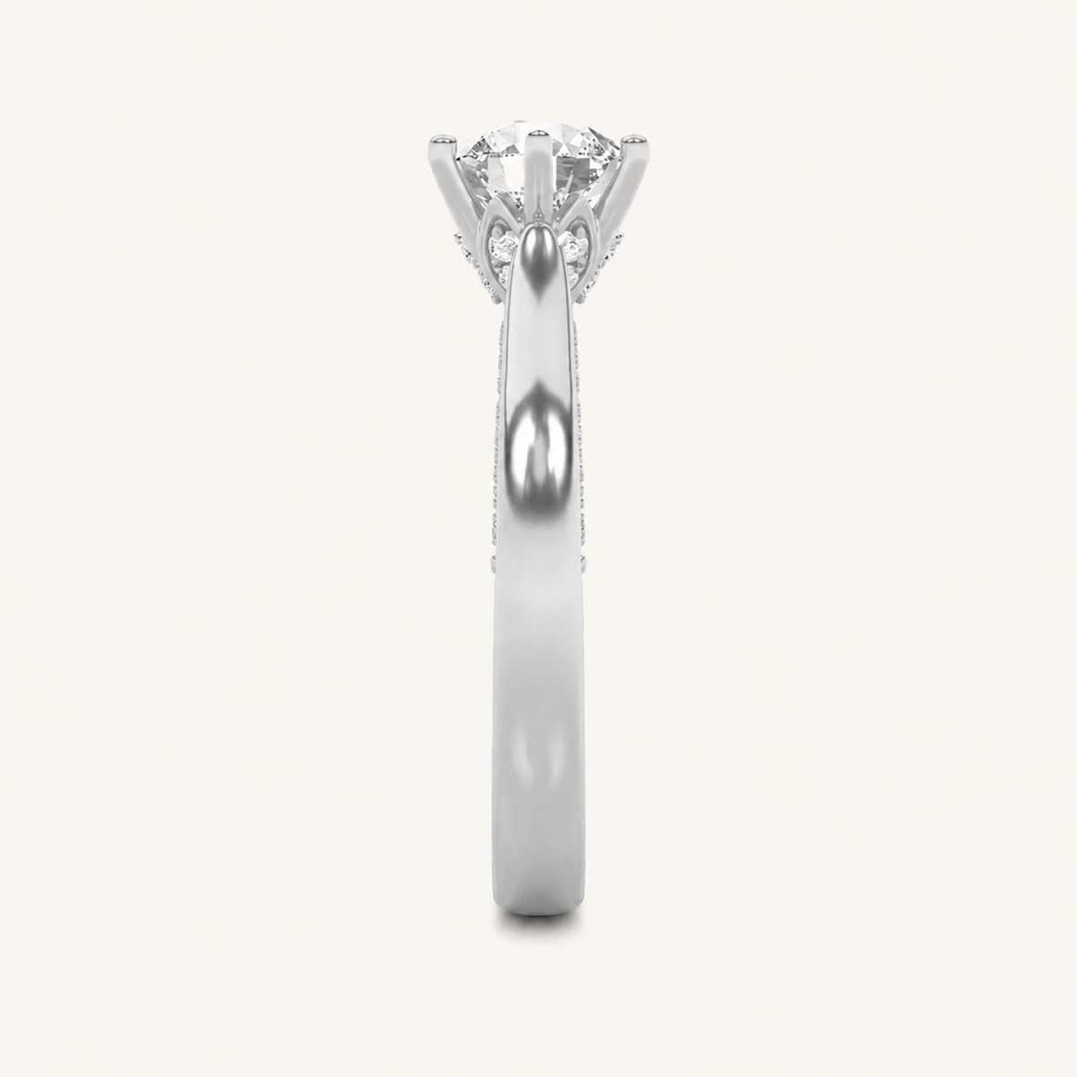1.25 CT Round Cut Lab Grown Diamond Hidden Halo Side Stone Ring