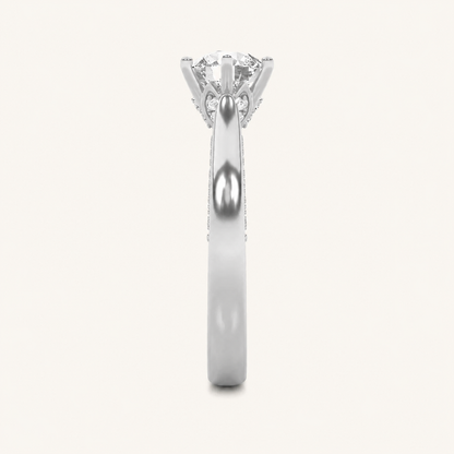 1.25 CT Round Cut Lab Grown Diamond Hidden Halo Side Stone Ring