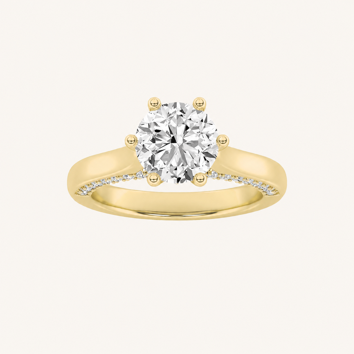 1.25 CT Round Cut Lab Grown Diamond Hidden Halo Side Stone Ring