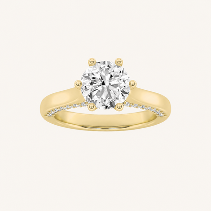 1.25 CT Round Cut Lab Grown Diamond Hidden Halo Side Stone Ring