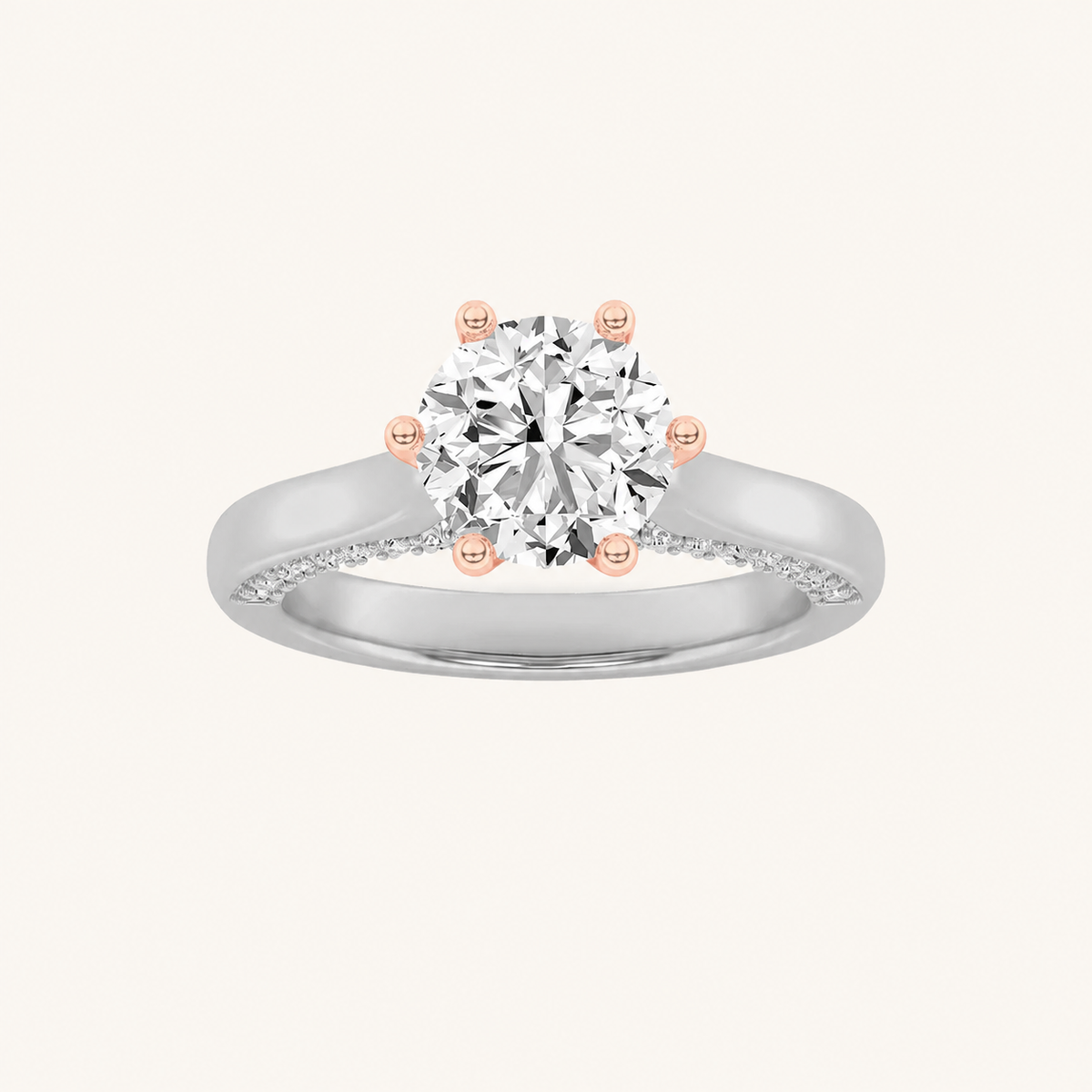 1.25 CT Round Cut Lab Grown Diamond Hidden Halo Side Stone Ring