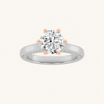 1.25 CT Round Cut Lab Grown Diamond Hidden Halo Side Stone Ring