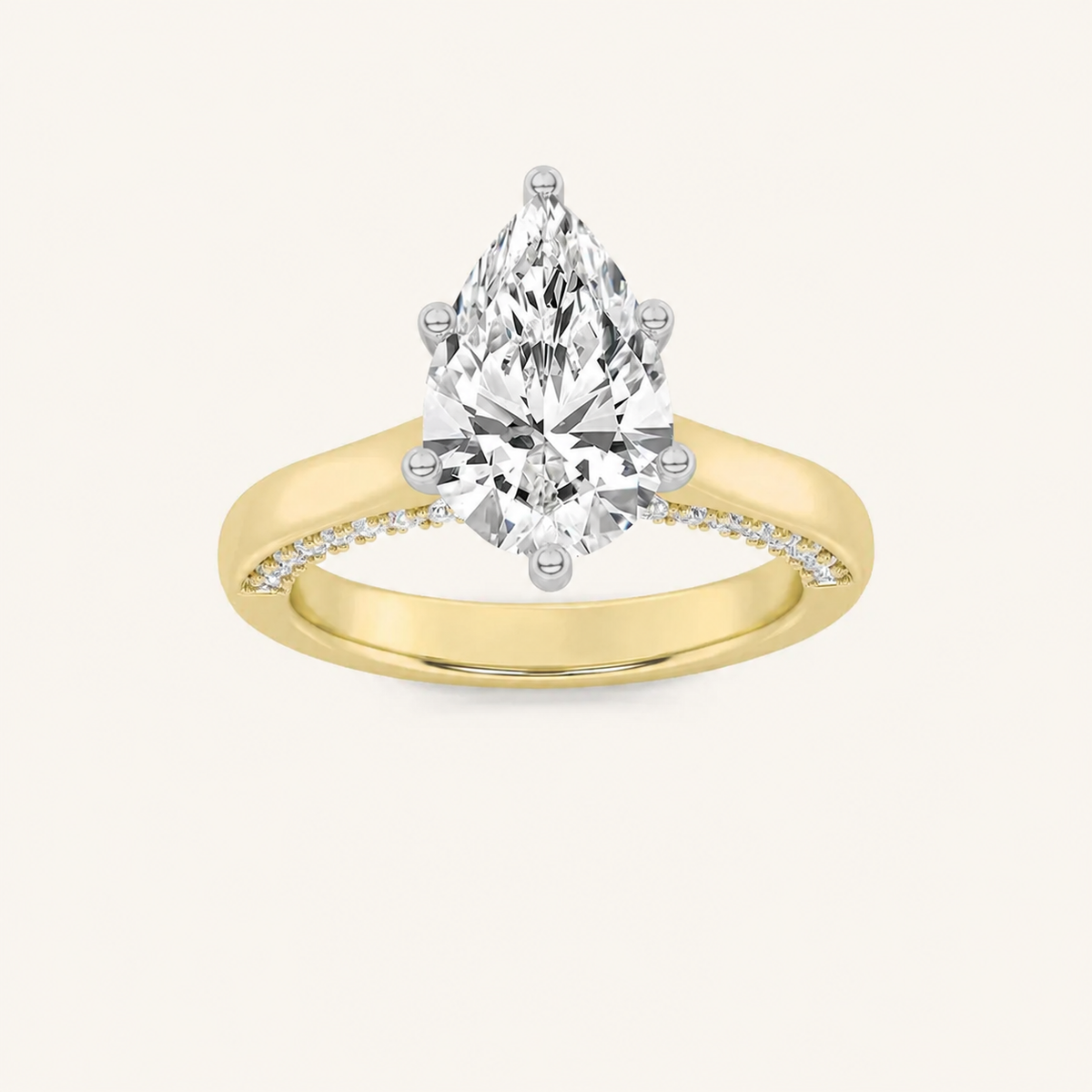 1.25 CT Pear Cut Lab Grown Diamond Side Stone Ring