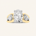 3CT Oval Cut Lab Grown Diamond Tri Color Solitaire Ring