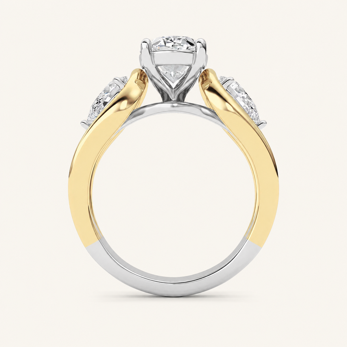 3CT Oval Cut Lab Grown Diamond Tri Color Solitaire Ring