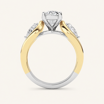 3CT Oval Cut Lab Grown Diamond Tri Color Solitaire Ring