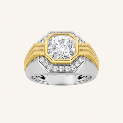 3CT Octagon Cut Lab Grown Diamond Halo Men's Ring