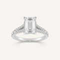 4CT Emerald Cut Lab Grown Diamond Side Stone Ring