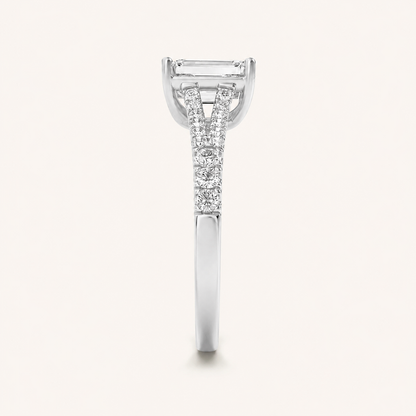 4CT Emerald Cut Lab Grown Diamond Side Stone Ring