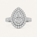 2 CT Pear Cut Lab Grown Diamond Halo Side Stone Ring