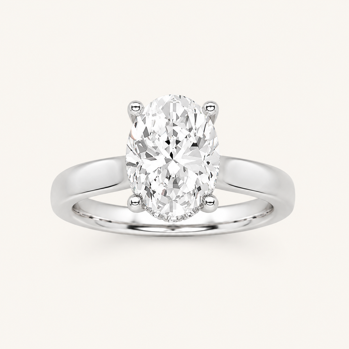 1.5CT Oval Cut Lab Grown Diamond Hidden Halo Ring