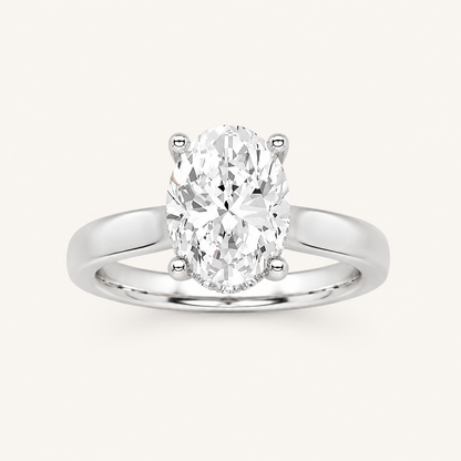 1.5CT Oval Cut Lab Grown Diamond Hidden Halo Ring