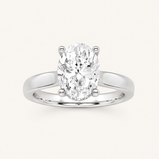 1.5CT Oval Cut Lab Grown Diamond Hidden Halo Ring