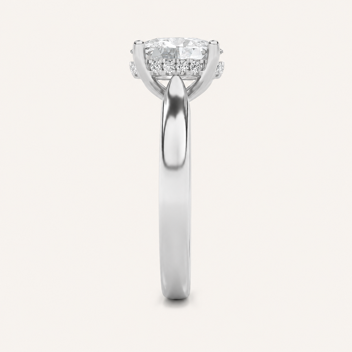 1.5CT Oval Cut Lab Grown Diamond Hidden Halo Ring
