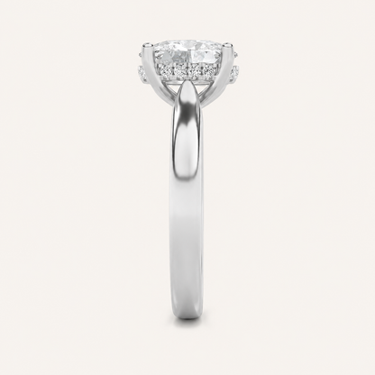 1.5CT Oval Cut Lab Grown Diamond Hidden Halo Ring