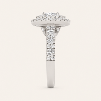 2 CT Oval Cut Lab Grown Diamond Halo Side Stone Ring