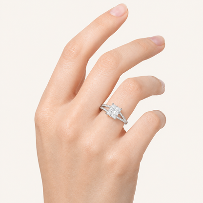 2CT Princess Cut Lab Grown Diamond Split Shank Trellis Side Stone Ring