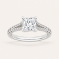 2CT Princess Cut Lab Grown Diamond Split Shank Trellis Side Stone Ring