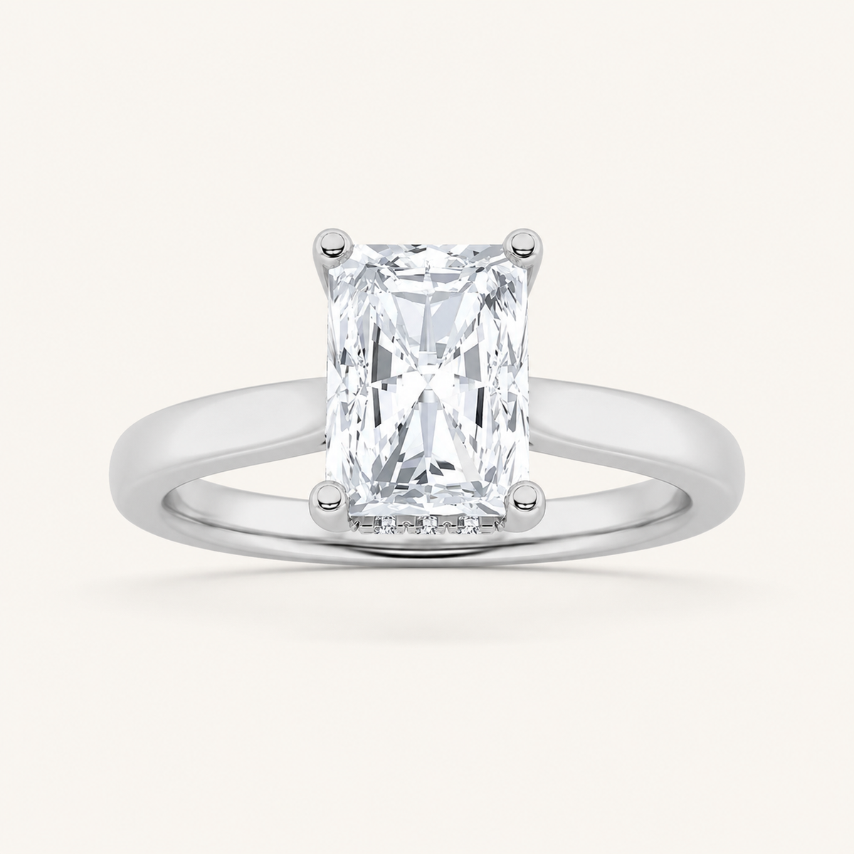 1CT Radiant Cut Lab Grown Diamond Hidden Halo Ring