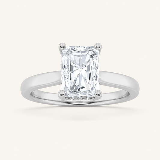 1CT Radiant Cut Lab Grown Diamond Hidden Halo Ring