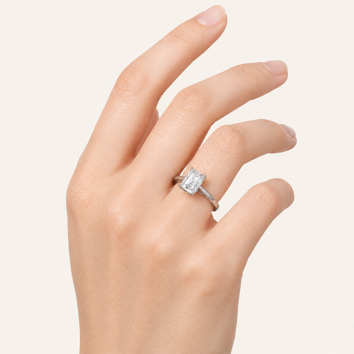 1CT Radiant Cut Lab Grown Diamond Hidden Halo Ring